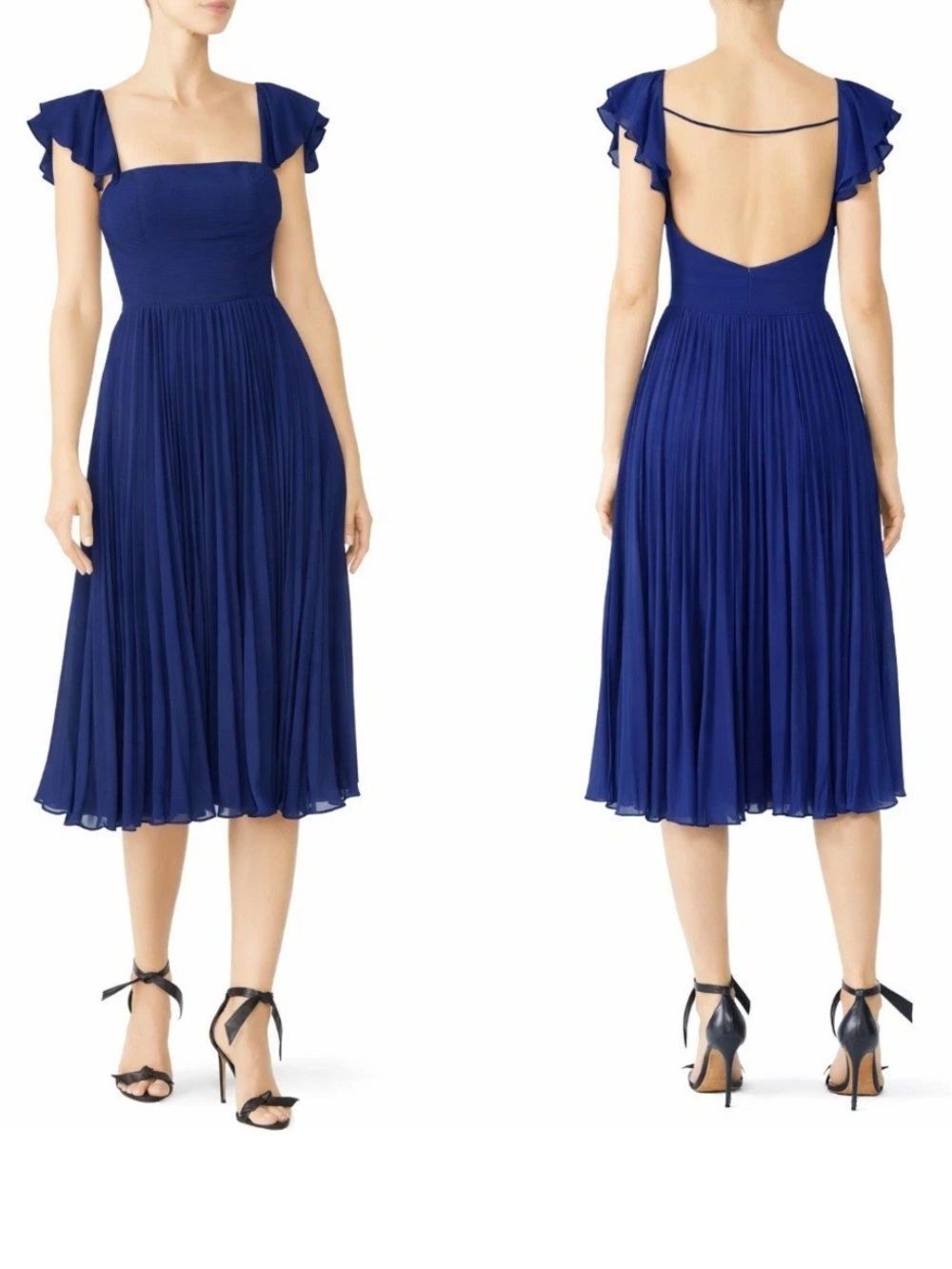 Fame & Partners Willa Pleated‎ Midi Dress Atlantic Blue Size 6 NWT Wedding Guest